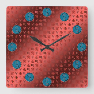 Horloge Carrée Scorpion & Tigre d'eau