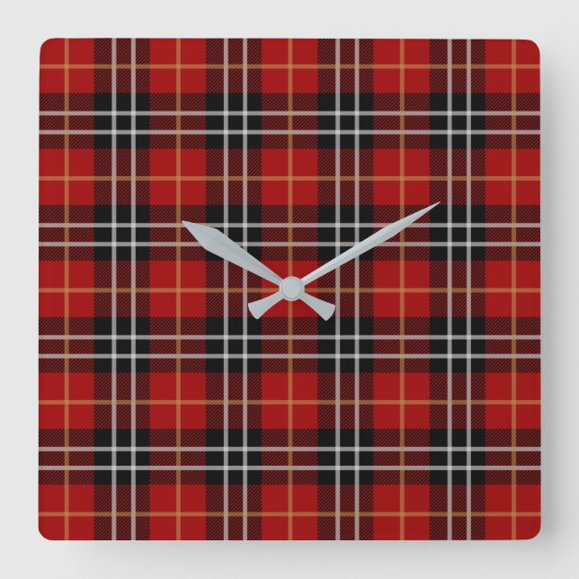 Horloge Carrée Scottish tartan plaid (Recto)