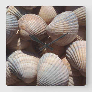 Horloge Carrée Sea Shells, Summer Beach Exotic Tropical Clock