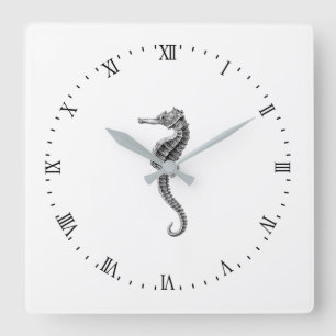HORLOGE CARRÉE "SEAHORSE" MARCHE ACRYLIQUE NAUTIQUE