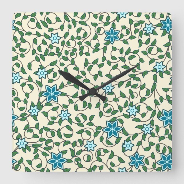Horloge Carrée Seamless floral pattern on beige background (Recto)