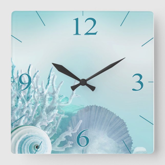 Horloge Carrée Seashell Dreams Tropical aqua (Recto)