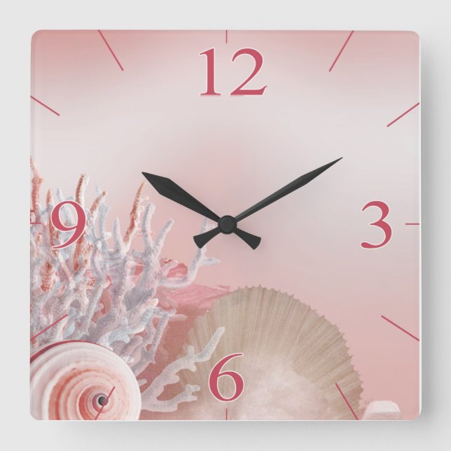 Horloge Carrée Seashell Dreams Tropical pink (Recto)