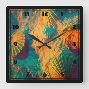 Horloge Carrée Seashells and Sand