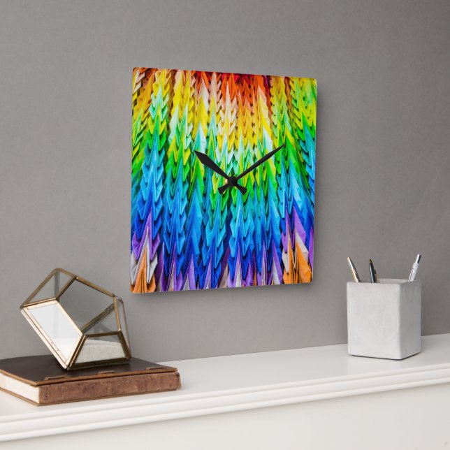 Horloge Carrée Senbazuru ou mille grues origami (Bureau)