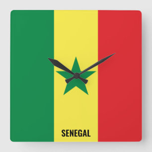 Horloge Carrée Sénégal Drapeau éblouissant patriotique