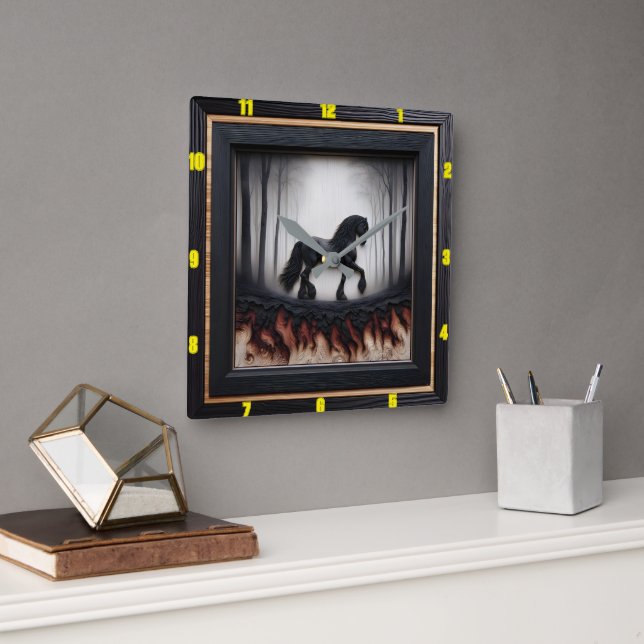 Horloge Carrée Sentier Misty : Charred Bois Personnalisable Art F (Bureau)