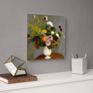 Horloge Carrée Serene Floral Still Life Imprimer