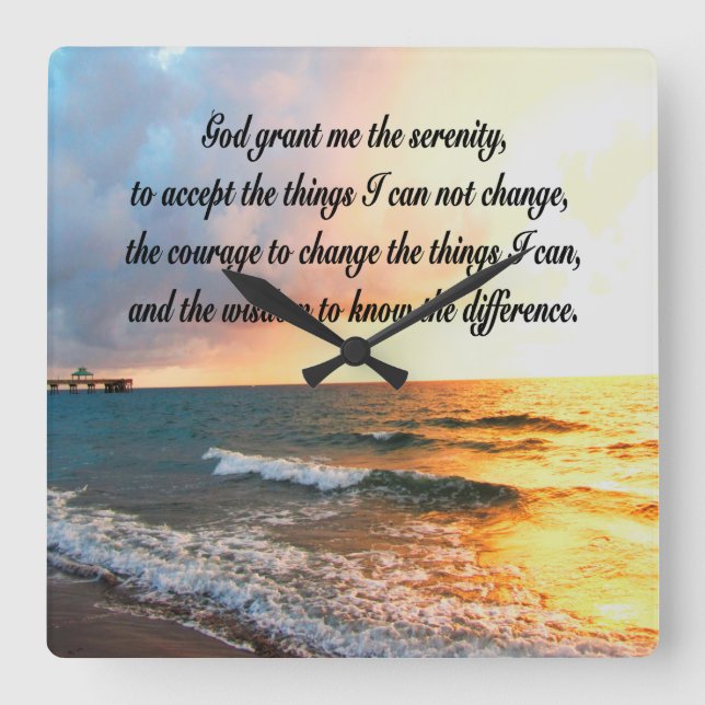 HORLOGE CARRÉE SERENE SERENITY PRAYER SUNRISE PHOTO (Recto)