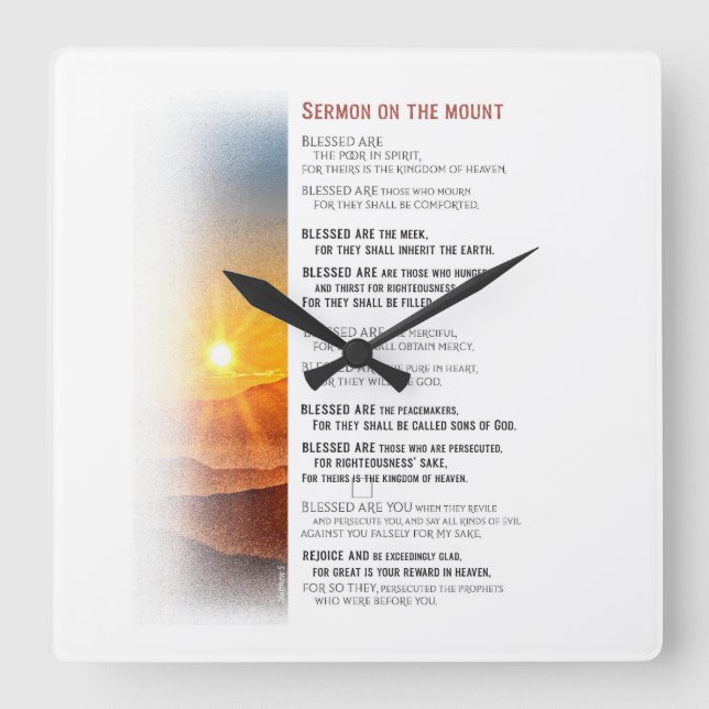 Horloge Carrée Sermon de Jésus sur le Mont - Matthieu 5 (Recto)