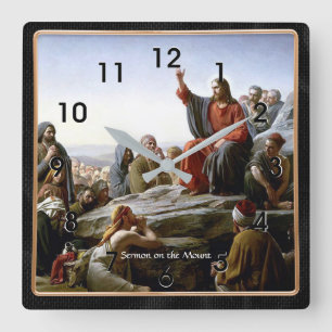 Horloge Carrée Sermon sur la montagne, peinture d'art fin