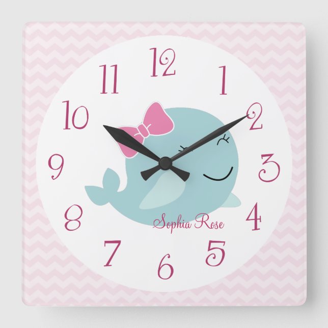 Horloge Carrée Serrure de baleine de mer personnalisée (Recto)