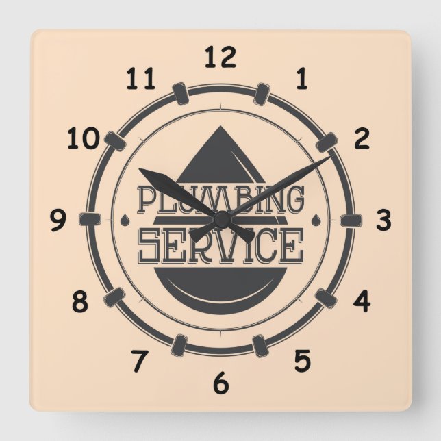 Horloge Carrée Service de plomberie professionnel (Recto)