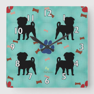 Horloge Carrée Shadow pug