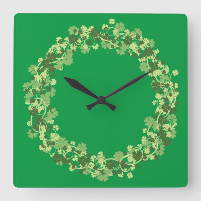 Horloge Carrée Shamrock Wreath (Recto)