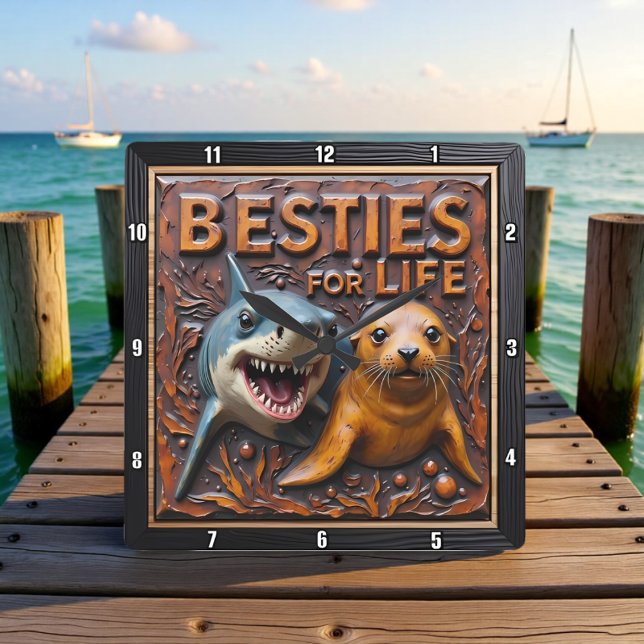 Horloge Carrée Shark Seal Close Up (Créateur téléchargé)