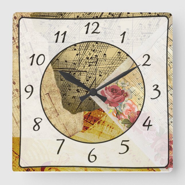 Horloge Carrée Sheet Music, Notes musicales Kitchen (Recto)