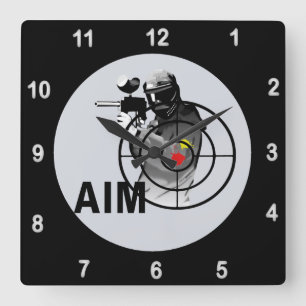 Horloge Carrée Shooter de paintball
