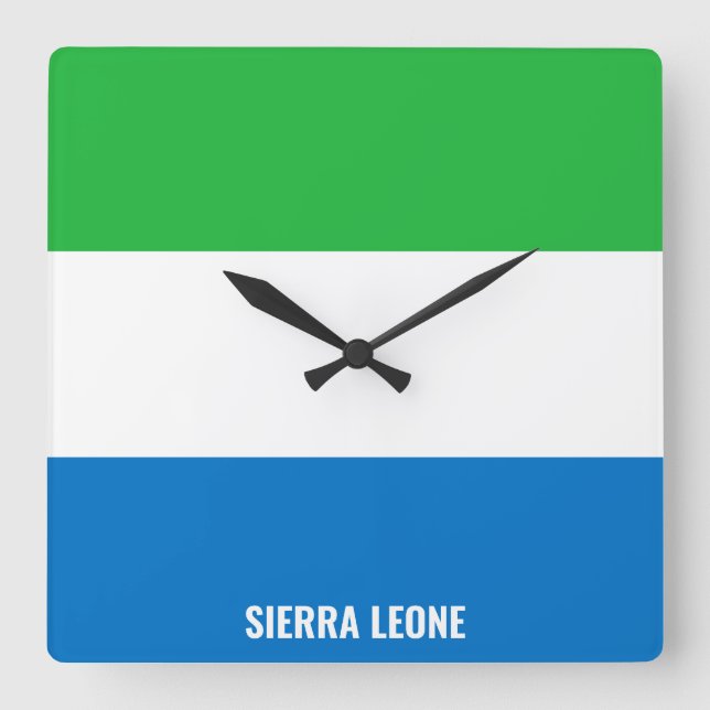 Horloge Carrée Sierra Leone Drapeau éblouissant patriotique (Recto)