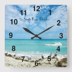 Horloge Carrée Siesta Key Florida Wall Clock