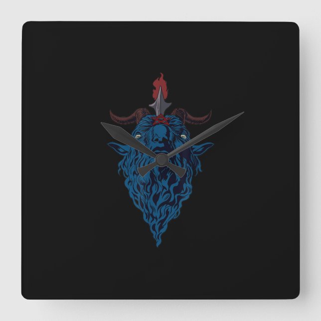 Horloge Carrée Sigil Of Baphomet Goat Of Mendes Satan Dark Goth (Recto)