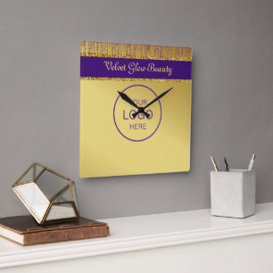 Horloge Carrée Signature holographique Script Parties scintillant