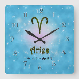 Horloge Carrée Signe astrologique Zodiac couleur Pick