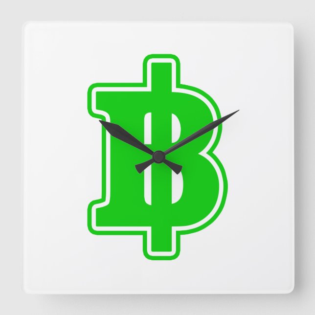 Horloge Carrée SIGNE VERT BAHT ฿ Devise Thai ฿ (Recto)