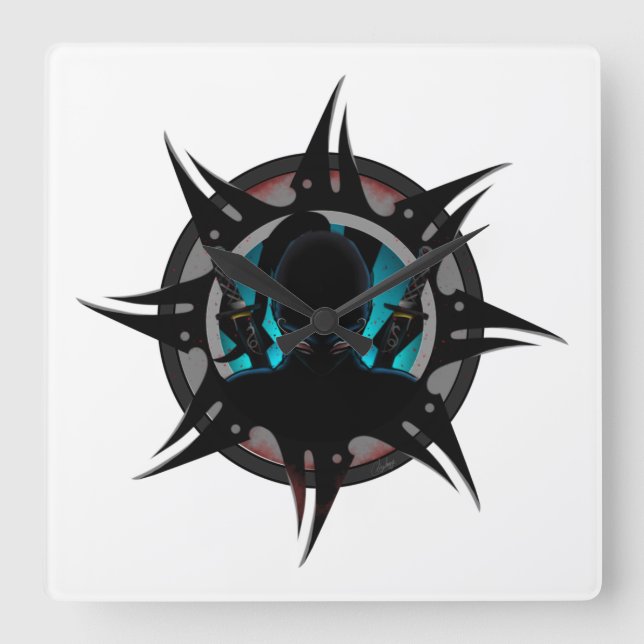 Horloge Carrée Silent Ninja (Recto)