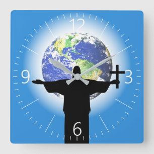 Horloge Carrée Silhouette avec croix