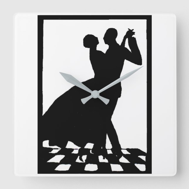 Horloge Carrée silhouette couple dancing in the dark (Recto)
