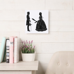Horloge Carrée silhouette d'abraham lincoln et de mary todd linco