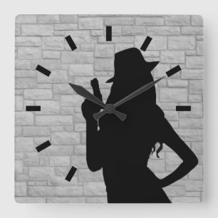 Horloge Carrée Silhouette de Gun Moll