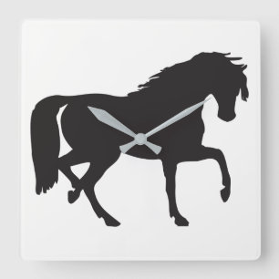 Horloge Carrée Silhouette du cheval