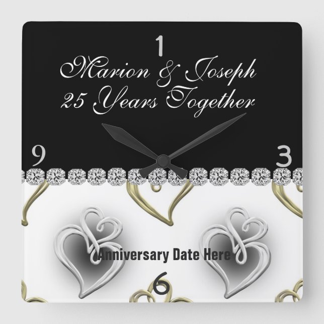 Horloge Carrée SILVER 25th Anniversary VENIN Wall Clock (Recto)