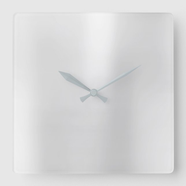 Horloge Carrée Silver Grey Minimal Monochrom Acier Métallique (Recto)