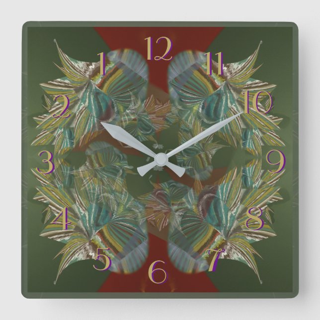 Horloge Carrée Silver Peddles (Recto)