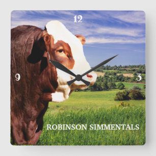 Horloge Carrée Simmental Bull  