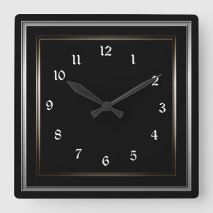 Horloge Carrée Simple Metal Frame Black