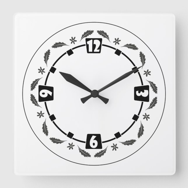 Horloge Carrée Simple, minimaliste (Recto)