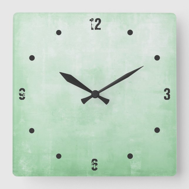Horloge Carrée Simple moderne Rustique Pistache Gris Abstrait (Recto)