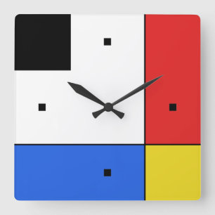 Horloge Carrée Simple Mondrian Neoplasticism Acrylic Wall Clock