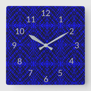Horloge Carrée Simple Scribble Carreaux miroir Bleu
