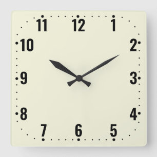 Horloge Carrée Simple Tête Beige Avec Nombres - Sans Cadre