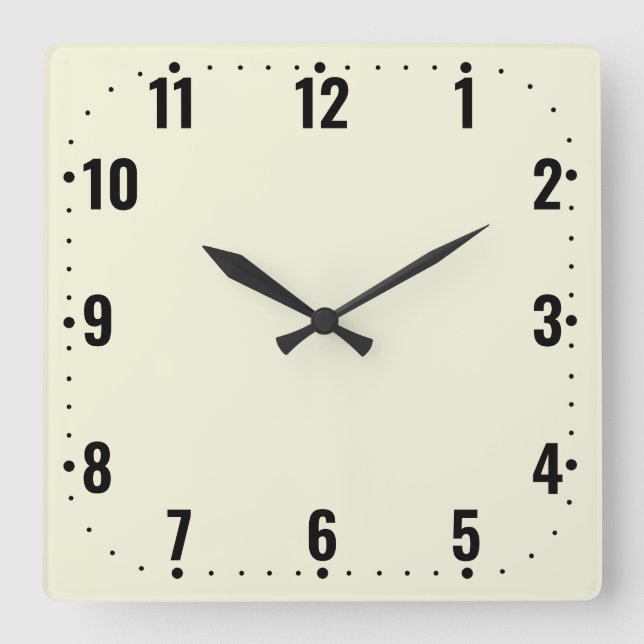Horloge Carrée Simple Tête Beige Avec Nombres - Sans Cadre (Recto)