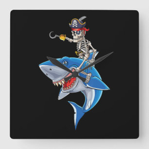 Horloge Carrée Skeleton Pirate équitation Requin mignonette Garço