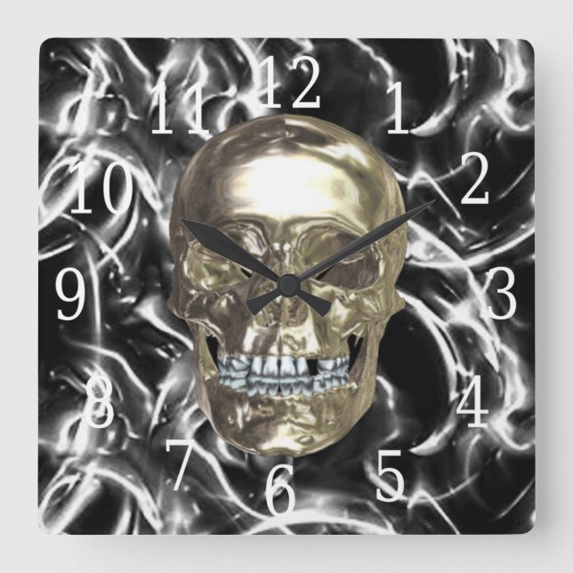 Horloge Carrée Skull square clock (Recto)