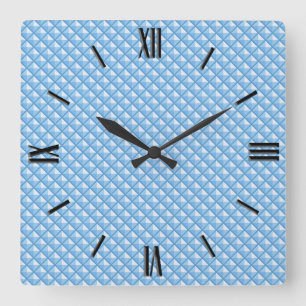 Horloge Carrée Sky blue, enamel look, studded grid