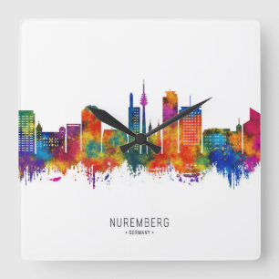 Horloge Carrée Skyline Nuremberg Allemagne