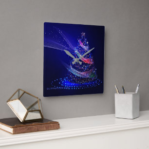 Horloge Carrée SlipperyJoe arbre de Noël numérique translucide ro